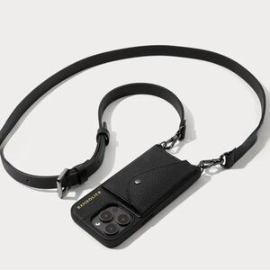 Bandolier Hailey Black Pebbled Leather with Pewter Hardware iPhone 14 Pro
